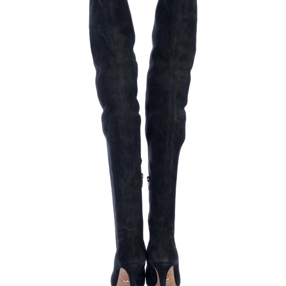 Sergio Rossi Suede Over-The-Knee Boots 37 US 7 - Picture 2 of 5